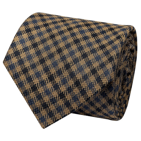 Mens Blue Gingham Classic Tie 2