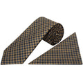Mens Blue Gingham Classic Tie and Pocket Square Set
