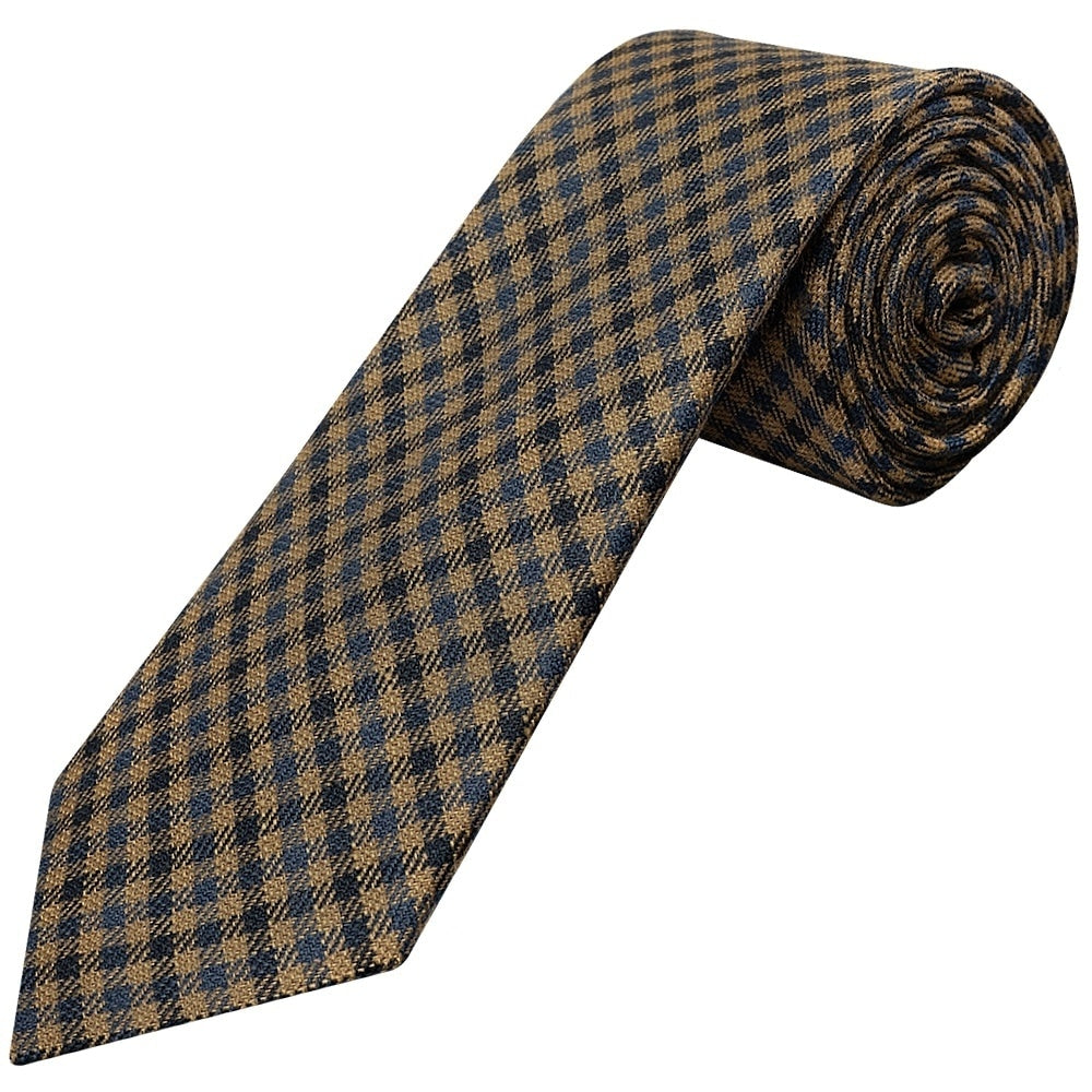 Mens Blue Gingham Classic Tie And Pocket Square Set 2