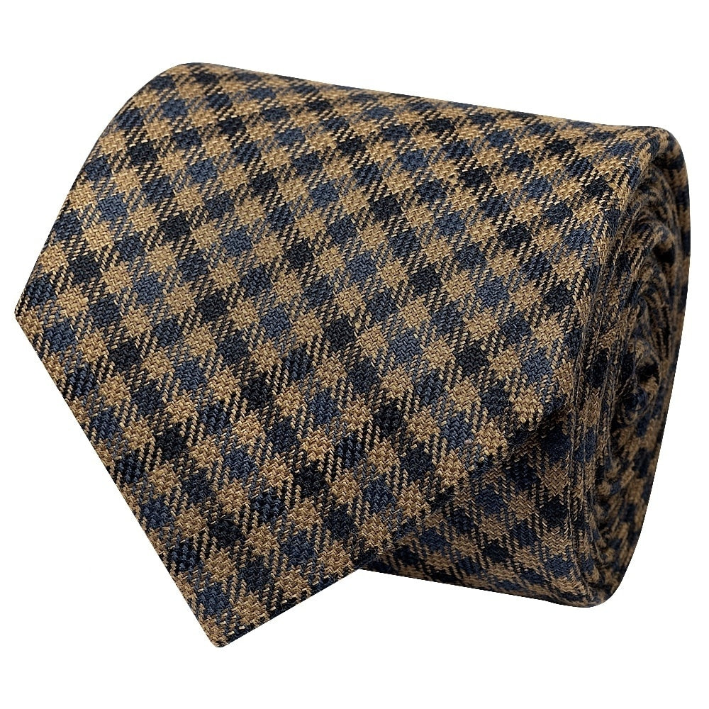 Mens Blue Gingham Classic Tie and Pocket Square Set