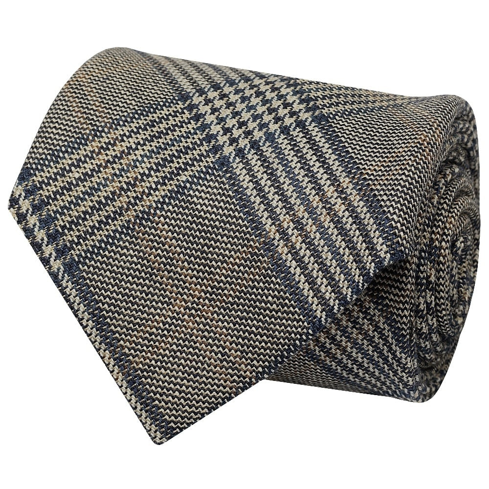 Mens Grey Prince of Wales Classic Tie and Pocket Square Set