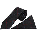 Mens Navy Check Classic Tie and Pocket Square Set