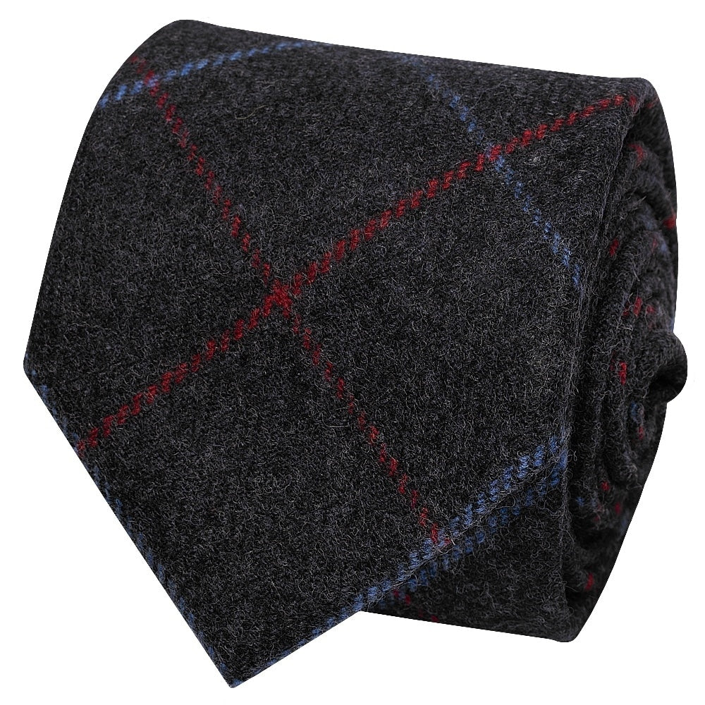 Mens Navy Check Classic Tie And Pocket Square Set 3