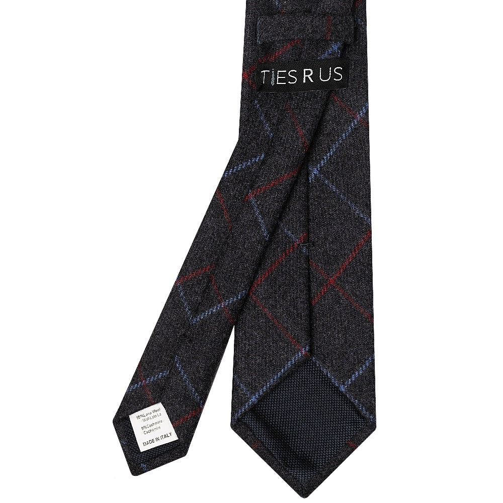Mens Navy Check Classic Tie And Pocket Square Set 4
