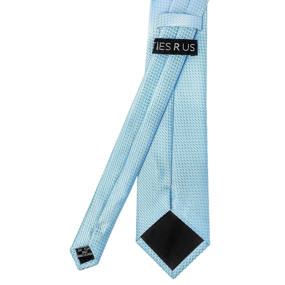 Dusty Blue Textured Classic Tie And Pocket Square Set 5