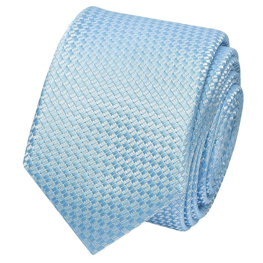 Dusty Blue Textured Skinny Tie And Pocket Square Set 3