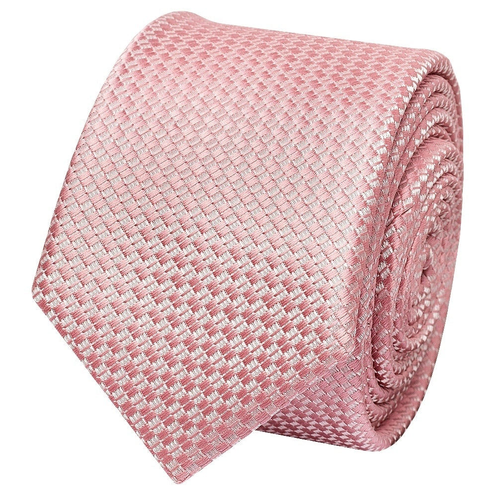 Rose Gold Textured Skinny Tie And Pocket Square Set 3