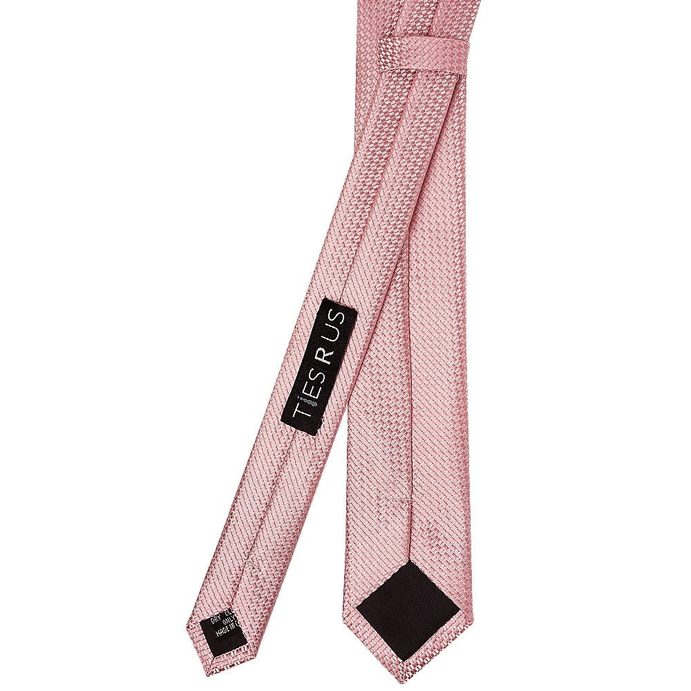 Rose Gold Textured Skinny Tie And Pocket Square Set 4