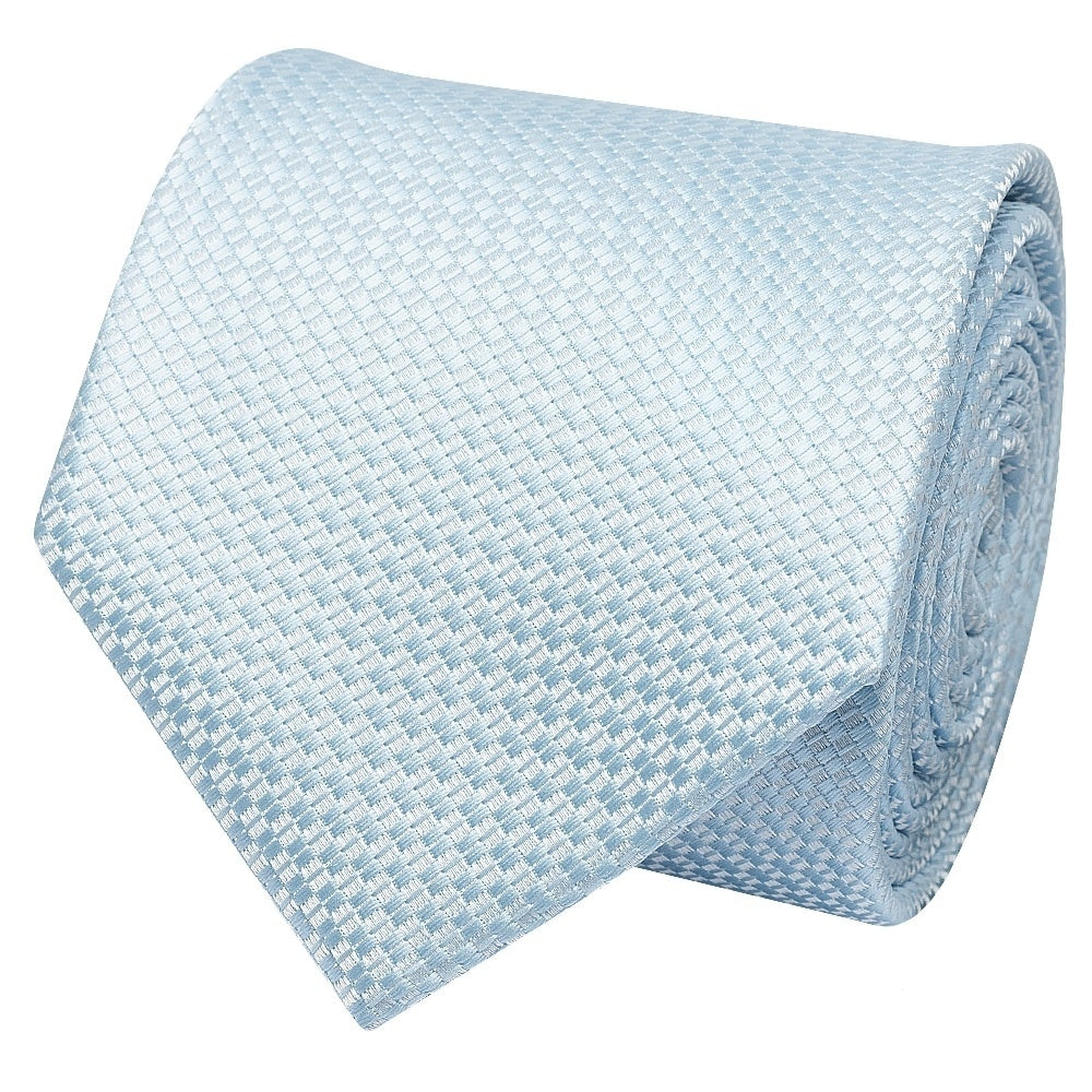Sky Blue Textured Classic Tie And Pocket Square Set 4