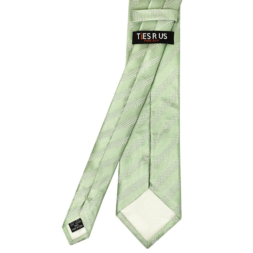 Mens Light Sage Textured Stripe Silk Classic Tie Pocket Square And Cufflinks Box Set 5