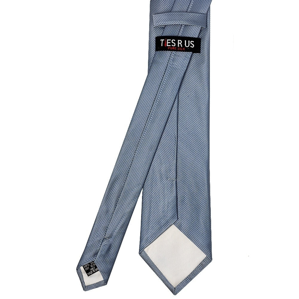 Dusty Blue Silk Twill Classic Mens Tie And Pocket Square Set 5