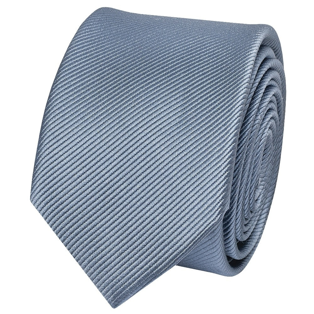 Dusty Blue Silk Twill Skinny Mens Tie And Pocket Square Set 3