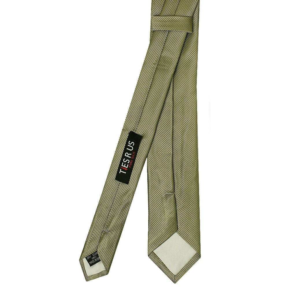 Khaki Silk Twill Skinny Mens Tie 3