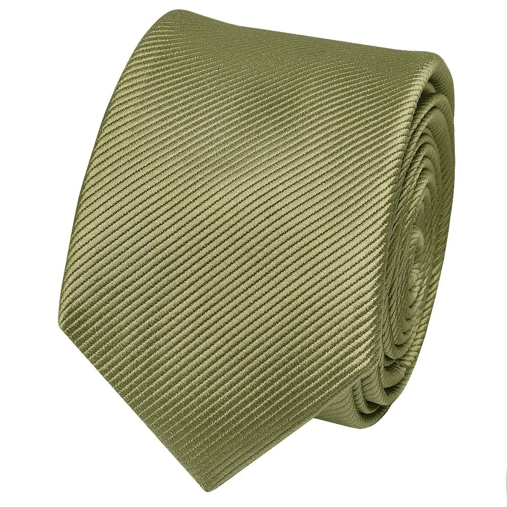 Khaki Silk Twill Skinny Mens Tie And Pocket Square Set 3