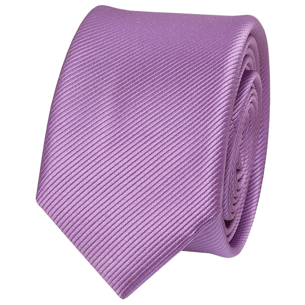 Lilac Silk Twill Skinny Mens Tie 2