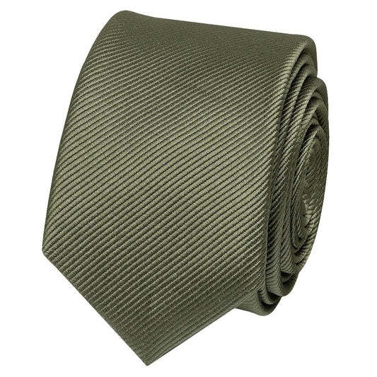 Olive Silk Twill Skinny Mens Tie