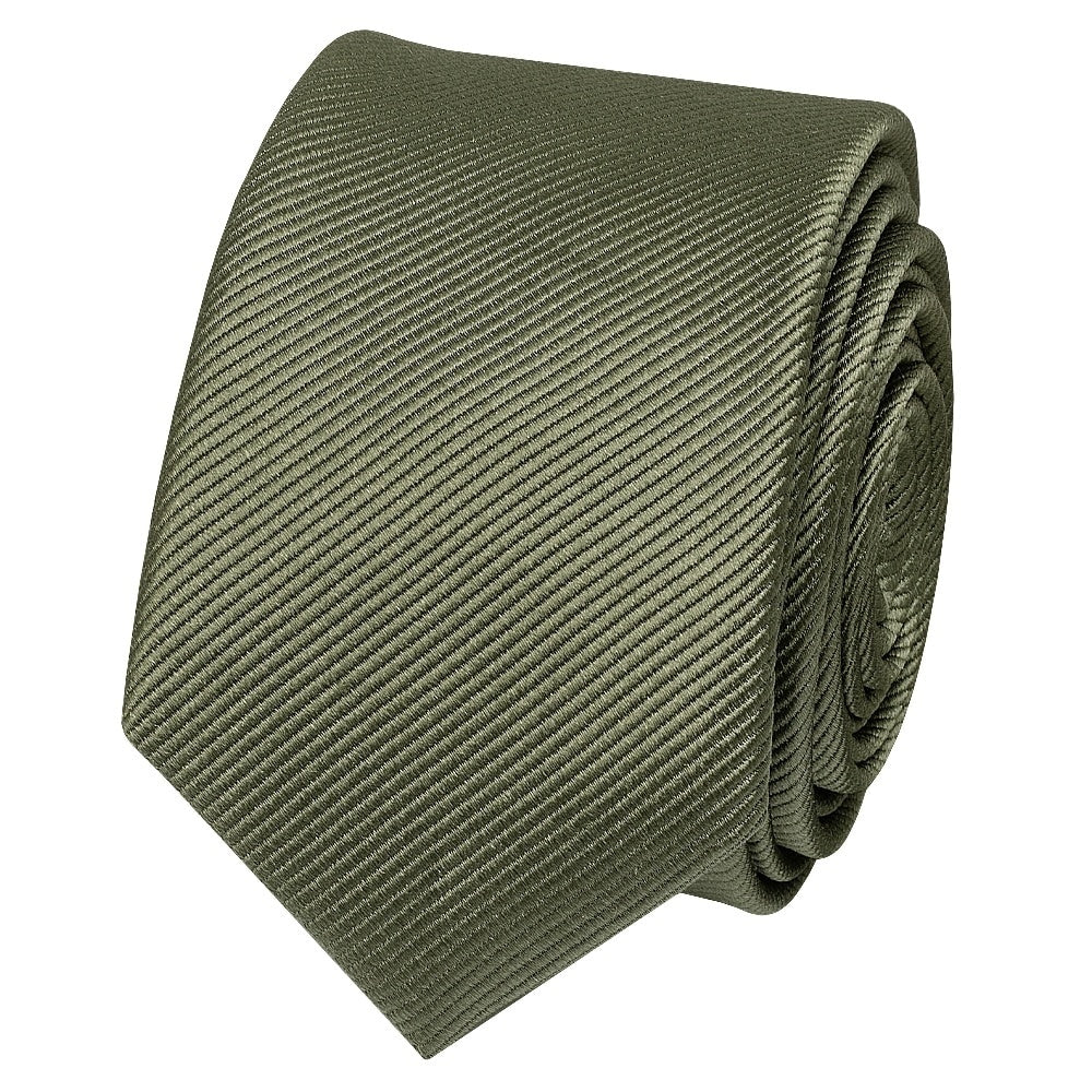 Olive Silk Twill Skinny Mens Tie And Pocket Square Set 3