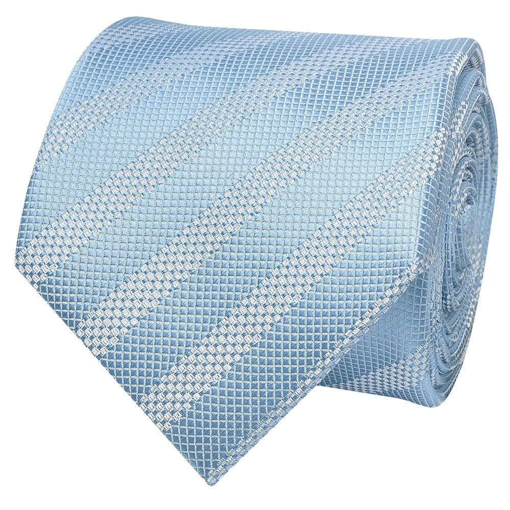 Mens Dusty Blue Textured Stripe Silk Classic Tie Pocket Square And Cufflinks Box Set 3