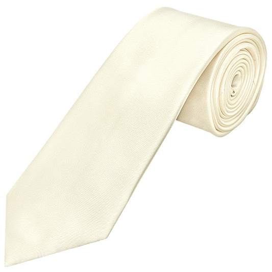 Plain Off White Satin Classic Mens Tie 1