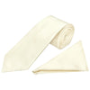 Off White Tie and Pocket Square Set - Men's Tie Set in Classic Width