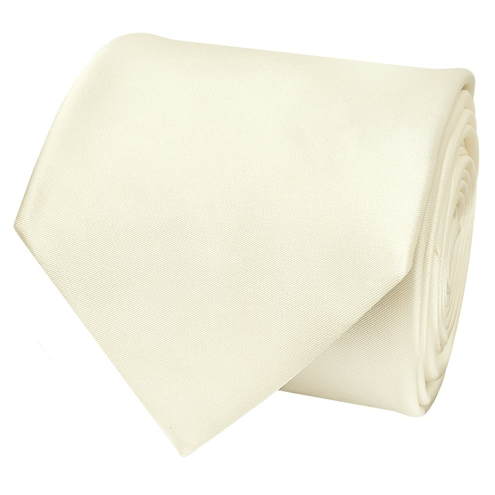 Plain Off White Satin Classic Mens Tie And Pocket Square Set 3