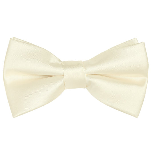 Pre Tied Off White Satin Boys Bow Tie And Pocket Square Set 2