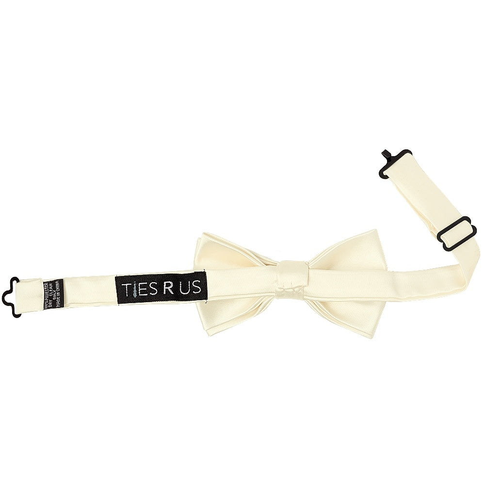 Pre Tied Off White Satin Boys Bow Tie And Pocket Square Set Age 4 7 3