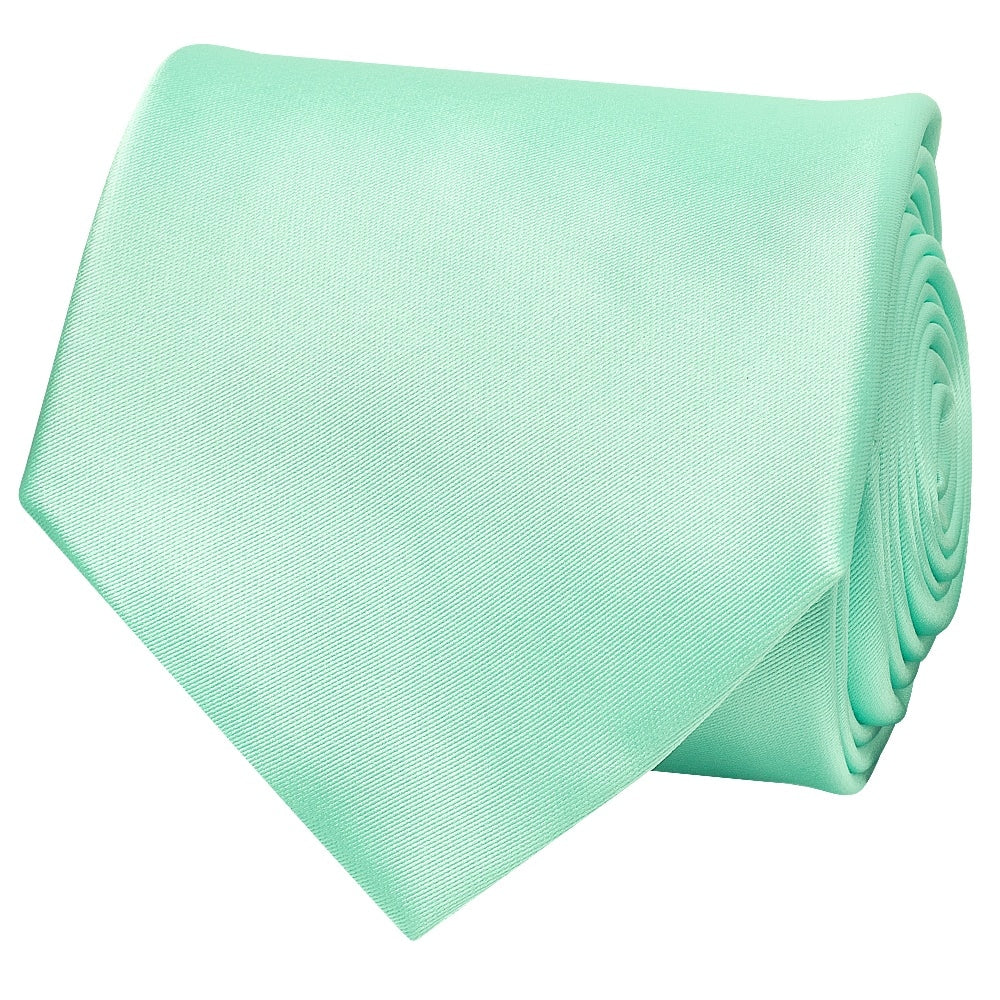Plain Mint Green Satin Classic Mens Tie 3