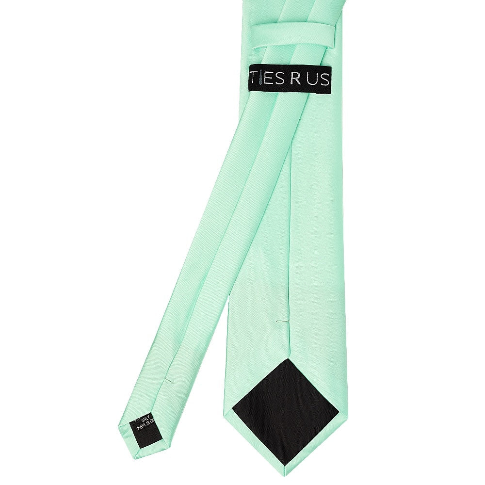 Plain Mint Green Satin Classic Mens Tie And Pocket Square Set 5