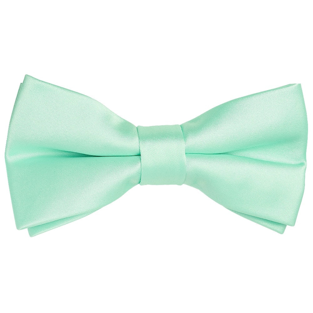 Pre Tied Mint Green Satin Boys Bow Tie And Pocket Square Set 2