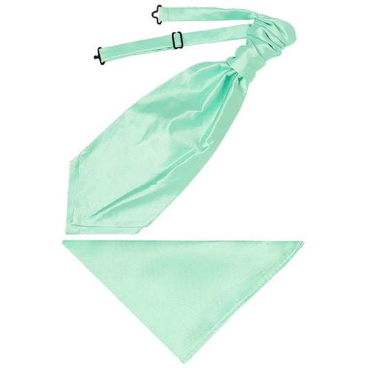 Plain Mint Mens Cravat Tie And Pocket Square Set 1