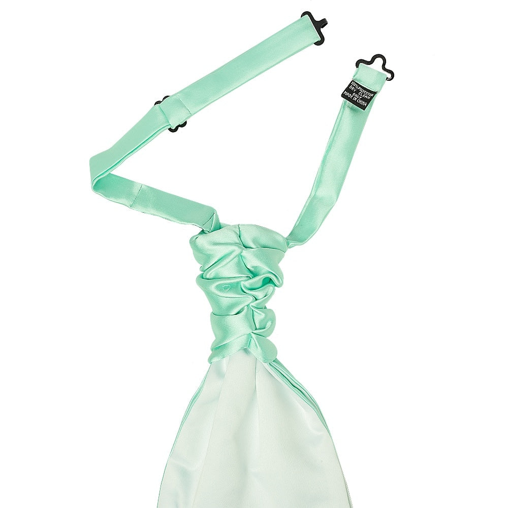 Plain Mint Mens Cravat Tie and Pocket Square Set