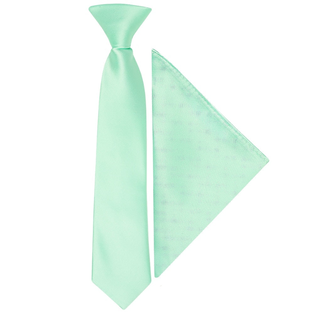 Pre Tied Mint Green Satin Boys Tie And Pocket Square Set Age 4 7 1