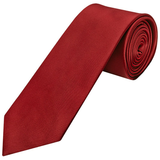 Plain Red Wine Satin Classic Mens Tie