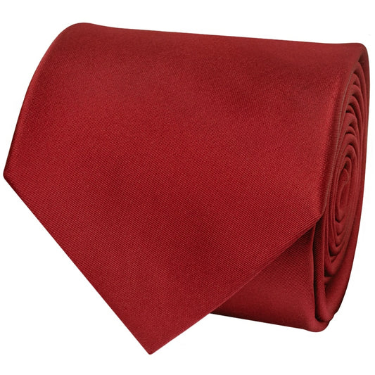 Plain Red Wine Satin Classic Mens Tie
