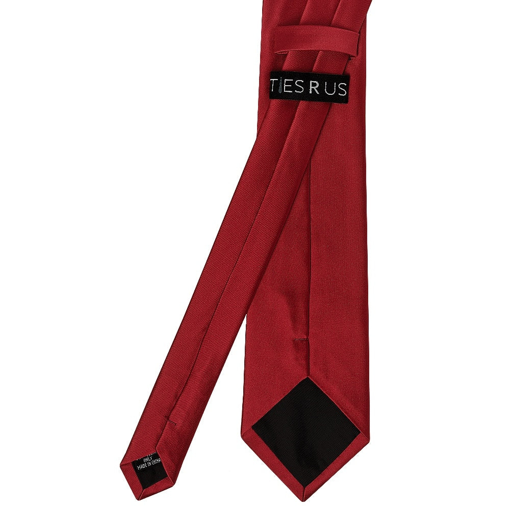 Plain Red Wine Satin Classic Mens Tie 4