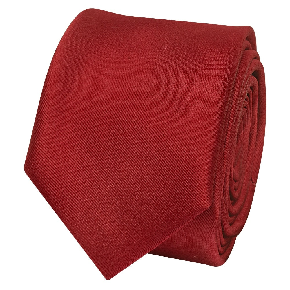 Plain Red Wine Skinny Mens Tie 2