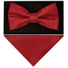 Plain Red Wine Mens Bow Tie and Pocket Square Set