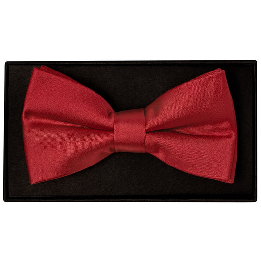 Plain Red Wine Mens Bow Tie And Pocket Square Set 2