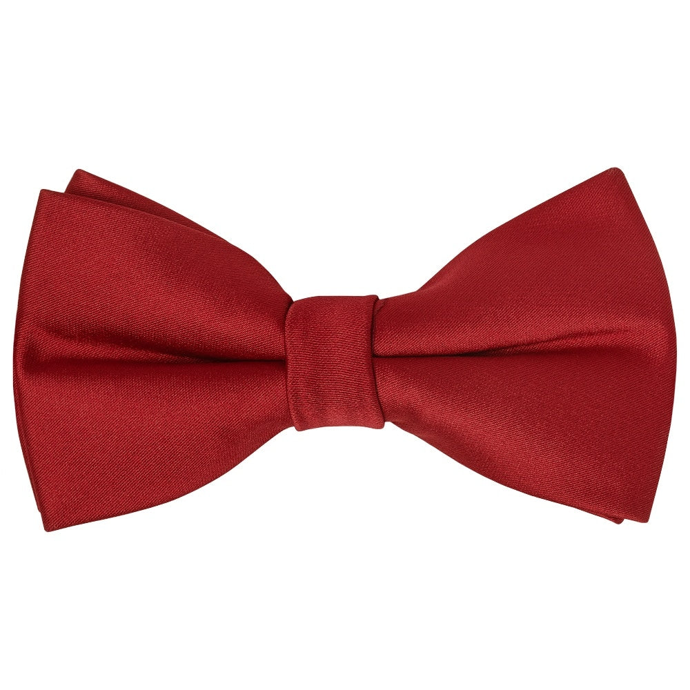 Pre Tied Red Wine Satin Boys Bow Tie And Pocket Square Set Age 4 7 2