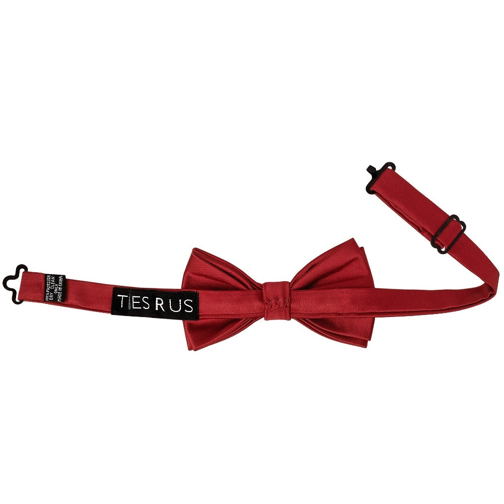 Pre Tied Red Wine Satin Boys Bow Tie And Pocket Square Set Age 4 7 3
