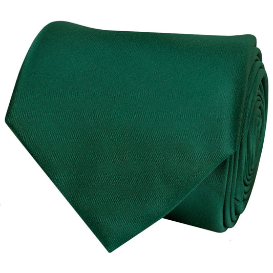 Plain Bottle Green Satin Classic Mens Tie