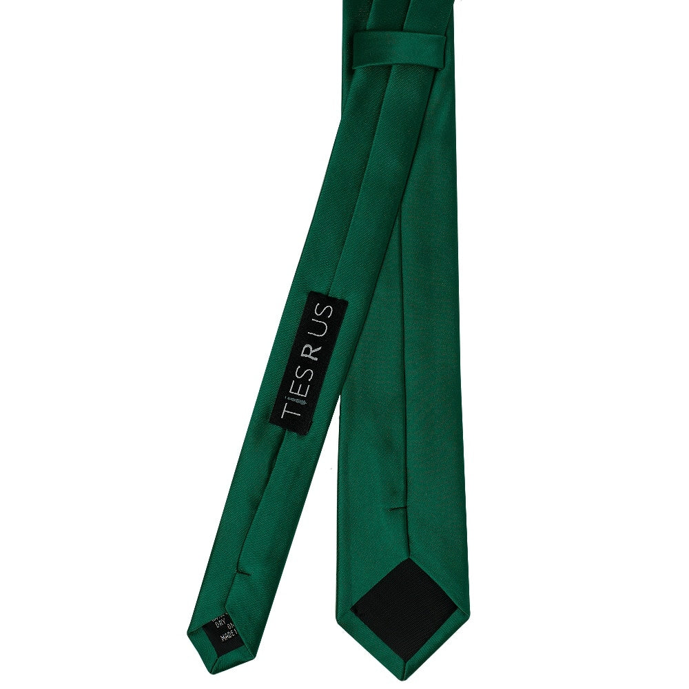 Plain Bottle Green Satin Skinny Boys Tie 3