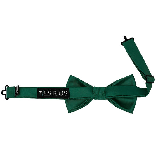 Pre Tied Bottle Green Satin Boys Bow Tie Age 4-7