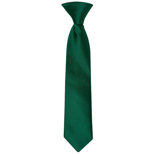 Pre Tied Bottle Green Satin Boys Tie Age 4-7