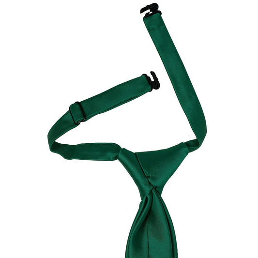 Pre Tied Bottle Green Satin Boys Tie Age 4-7