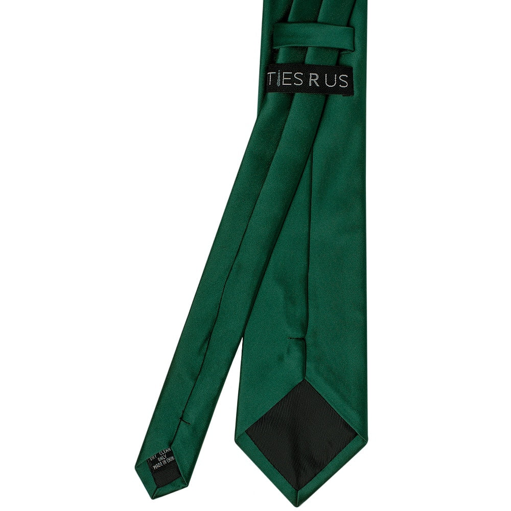 Plain Bottle Green Satin Classic Mens Tie And Pocket Square Set 5