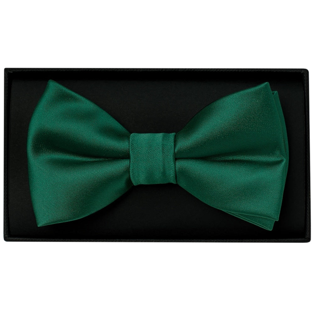 Plain Bottle Green Mens Bow Tie and Pocket Square Set