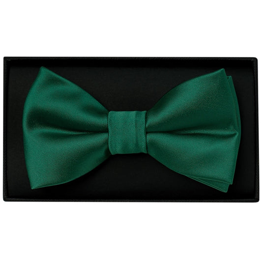 Plain Bottle Green Mens Bow Tie and Pocket Square Set