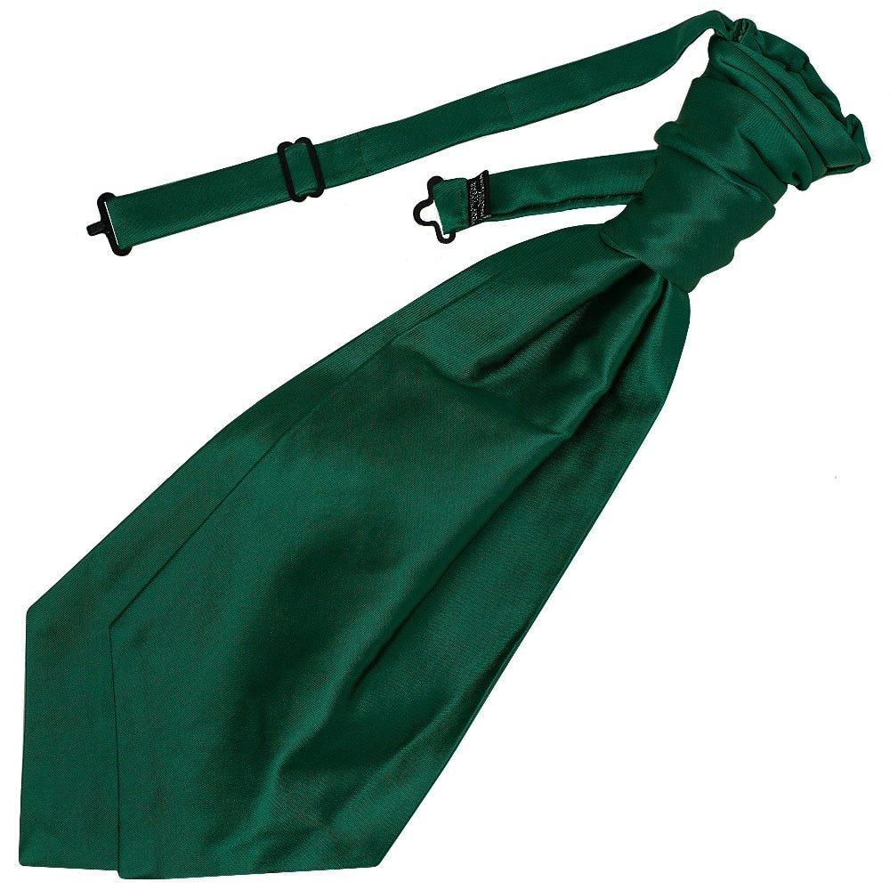 Bottle Green Satin Mens Cravat Tie And Pocket Square Set 2